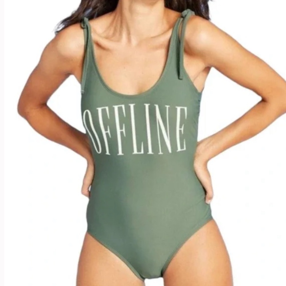 Kona Sol Green OFFLINE Printed Medium Coverage Bathing One Piece Swimsuit NEW